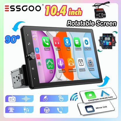 Autoradio – Multimedia Speler – Auto Stereo – Touchscreen Radio – Navigatiesysteem – 26,42 cm IPS Scherm – Draaibaar 90° – Wireless CarPlay & Android Auto – Inclusief USB Dashcam