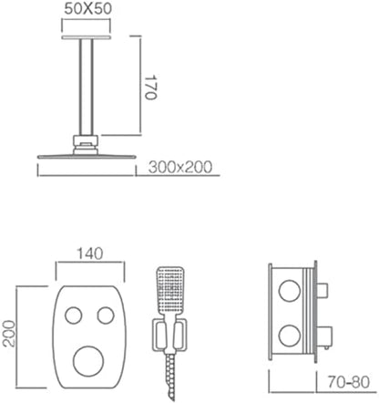 Thermostaat Doucheset – Douchekraan – Regendouche – Handdouche – Thermostaatkraan – Turbo Clean Systeem – Roestvrij Stalen Douchekop 30x20 cm