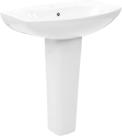 vidaXL Basin On Foot Freestanding 650x520x200mm Ceramic White Bathroom Gutter - QUORE