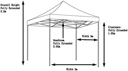 All Seasons Gazebos Robuust vouwpaviljoen, volledig waterdicht, met 4 zijwanden en accessoireset, zwart, 3 x 3 m