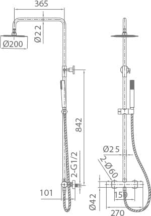 Thermostatische Douchekolom – Douchepaneel – Doucherail – Doucheset – Handdouche – Geborsteld Goud – RVS S.304 – Temperatuurregeling