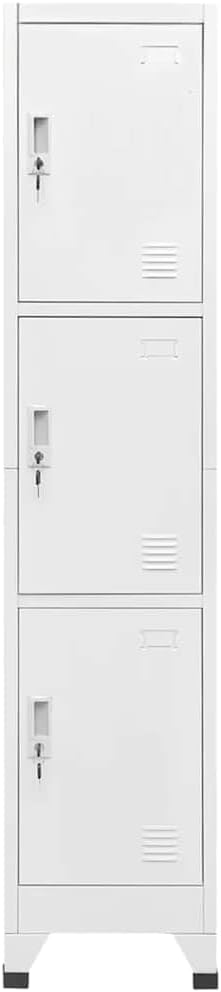 vidaXL Locker Cabinet with 3 Compartments 38x45x180cm Locker Cabinet Safe Office Cabinet - QUORE