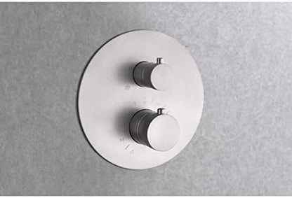 Thermostatische Doucheset – Inbouw Douchekraan – Handdouche – Hoofddouche – Badkraan – 2-Weg Omstelling – Geborsteld Nikkel Afwerking