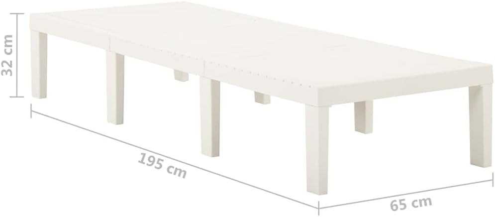 Ligbed – Zonnebed – Ligstoel – Lounger – Tuinbed – Kunststof – Wit – Verstelbare Rugleuning – Lichtgewicht Design