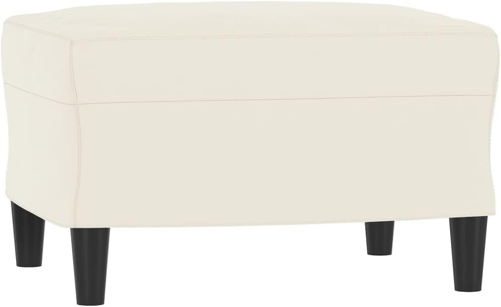 Fauteuil met Kruk – Loungestoel – Moderne Stoel – Armleuningstoel – Leesstoel – Crème Fluweel – Comfortabele Zitting – Stevig Frame