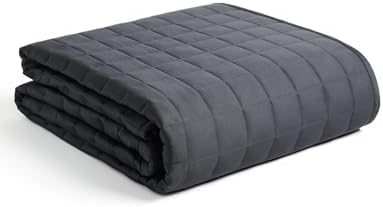 YNM Verzwaarde deken, 100% Oeko-Tex gecertificeerd katoenen materiaal met premium glaskralen (donkergrijs, 152 cm x 203 cm, 9 kg), geschikt voor één persoon op tweepersoonsbed en kingsize bed