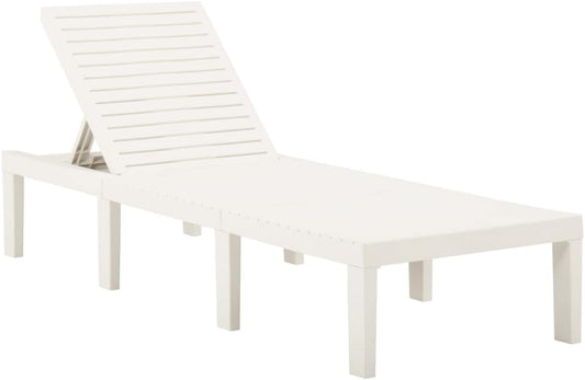 Ligbed – Zonnebed – Ligstoel – Lounger – Tuinbed – Kunststof – Wit – Verstelbare Rugleuning – Lichtgewicht Design