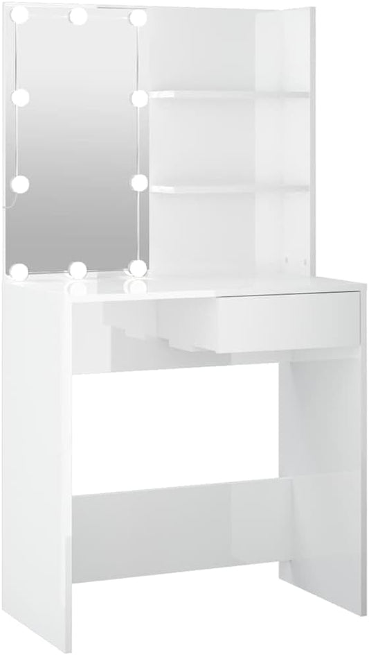 vidaXL Dressing table with LED lighting 74.5x40x141 cm artisan oak