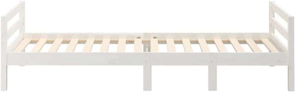 vidaXL Bedframe massief grenenhout wit 80x200 cm, eenpersoonsbed, ledikant, houten bedframe, bed, bedomranding, platformbed, bedbodem, pallet bed