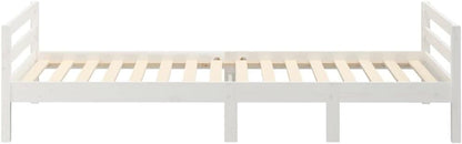 vidaXL Bedframe massief grenenhout wit 80x200 cm, eenpersoonsbed, ledikant, houten bedframe, bed, bedomranding, platformbed, bedbodem, pallet bed