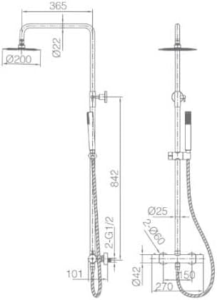 Thermostatische Douchekolom – Douchepaneel – Regendouche – Douchekraan – Handdouche – Roségoud – RVS & Messing – Zelfreinigend Thermostaatsysteem