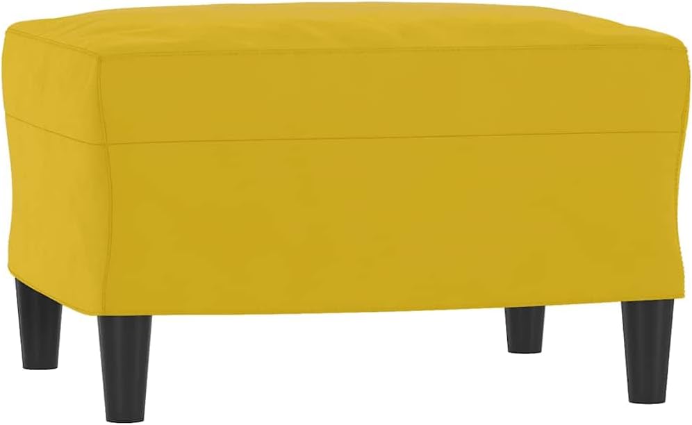 Fauteuil met kruk geel 60 cm fluwelen gestoffeerde stoel relaxstoel comfortabel ontspannen robuust frame duurzaam velours
