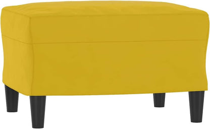 Fauteuil met kruk geel 60 cm fluwelen gestoffeerde stoel relaxstoel comfortabel ontspannen robuust frame duurzaam velours