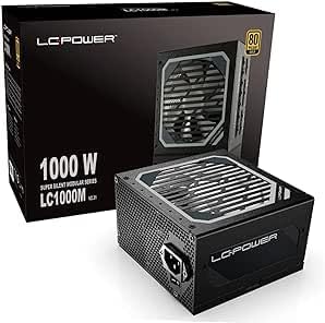 LC-POWER 1000W PC Voedingen Super Silent Modular Serie Volledig Modulair Kabelmanagement 80Plus Gold, LC1000M V3.0
