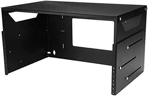 StarTech.com 2 Post 4U Open Frame Wandmonteerbare Server rack met Ingebouwd Schap, Verstelbare Diepte, Compacte Netwerk Rack voor Data/AV/Electronica/Computer Apparatuur, TAA Compliant (WALLSHELF4U)