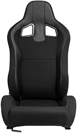AutoStyle Sportstoel 'MR' - Zwart Kunstleder + Zwart Pine textiel - Dubbelzijdig verstelbare rugleuning - incl. sledes
