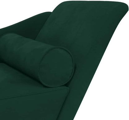 Chaise Longue – Lounge Sofa – Loungebank – Slaapkamerbank – Fluwelen Loungestoel – Donkergroen – Zacht Fluweel – Stevig Houten Frame