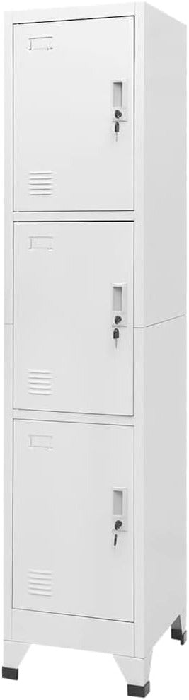vidaXL Locker Cabinet with 3 Compartments 38x45x180cm Locker Cabinet Safe Office Cabinet - QUORE