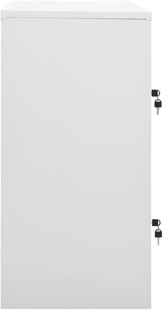 Steel Locker Cabinet Light Grey 90x45x92.5cm Metal Office Storage Cabinet - QUORE