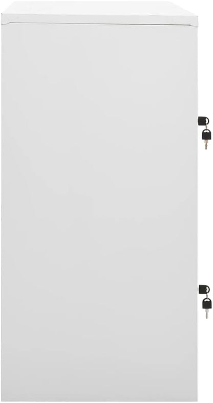 Steel Locker Cabinet Light Grey 90x45x92.5cm Metal Office Storage Cabinet - QUORE