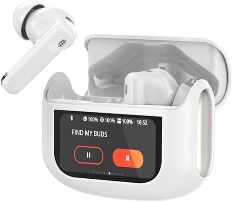 Touchscreen Bluetooth-hoofdtelefoon, in-ear hoofdtelefoon, draadloos, Bluetooth 5.4 met ANC + ENC ruisonderdrukkende microfoon, 48 uur diepe bas, oordopjes met 5 EQ-modi, IP7 waterdicht, wit