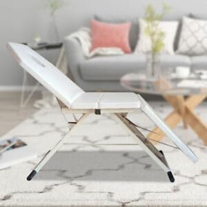 3-Zones Light Folding Chair Beauty Salon Spa Tattoo Bed Fold Zones Mobile Folding Massage Sofa Cosmetic Lounger Beauty Salon PVC Cosmetology Massage Chair Massage Table White - QUORE