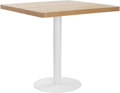 Bistrotafel – Tafel – Eettafel – Tafeltje – Bistro tafel – Lichtbruin en Wit – MDF Tafelblad – 80 x 80 x 75 cm – Stevig Stalen Onderstel