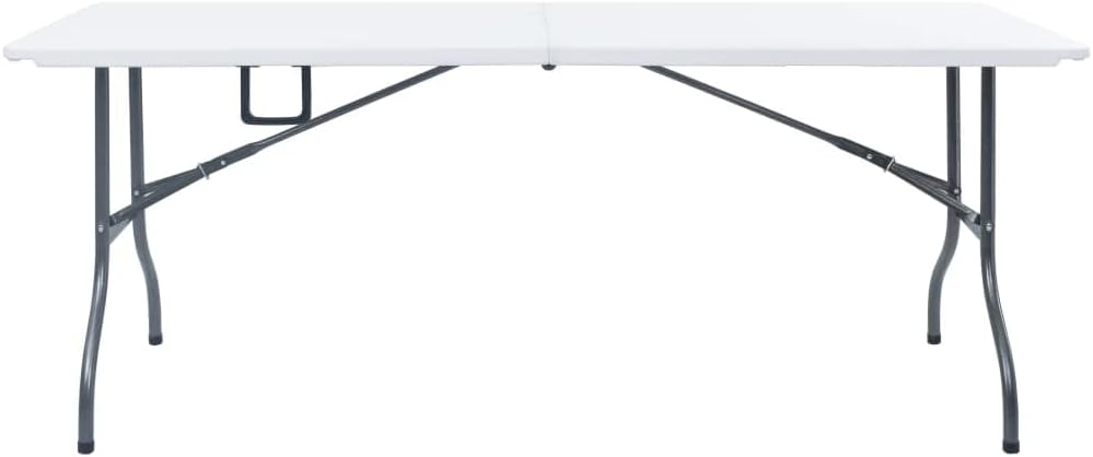 Lounge tuinmeubelset balkon meubelset tuinlounge set inklapbare tuintafel met 2 banken 180 cm staal en HDPE wit - QUORE