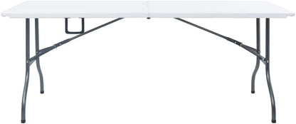 Lounge tuinmeubelset balkon meubelset tuinlounge set inklapbare tuintafel met 2 banken 180 cm staal en HDPE wit - QUORE