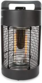 Perel Mobile Patio Heater, 700 W, Carbon with Tilt Protection, 2 Heat Levels, Oscillating, Plens-Proof, Metal, Black - QUORE