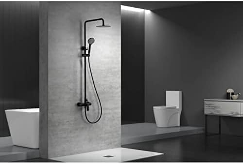 Douche Set – Doucheset – Douchepaneel – Regendouche – Handdouche – Verstelbare Doucherail 95-132 cm – Mat Zwart Anti-Kalk Regendouchekop 20 cm