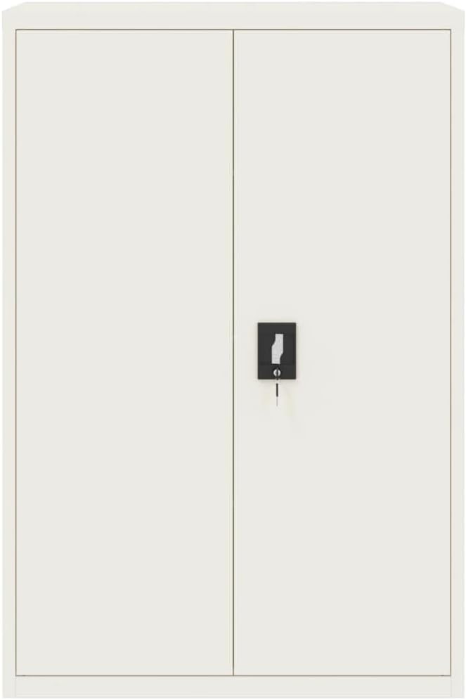Gecheer Filing cabinet, office cabinet, locker cabinet with 2 doors, office, workplace, metal storage cabinet, cabinet, white, 90x40x140cm, steel - QUORE