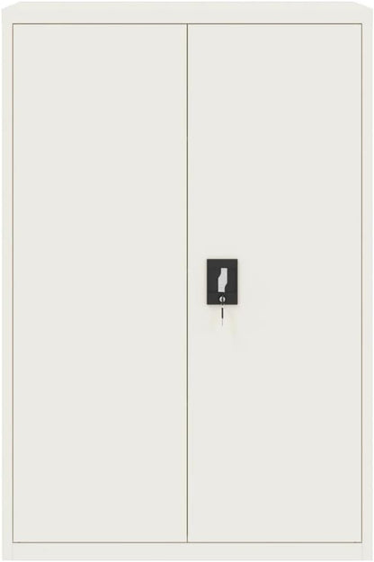 Gecheer Filing cabinet, office cabinet, locker cabinet with 2 doors, office, workplace, metal storage cabinet, cabinet, white, 90x40x140cm, steel - QUORE