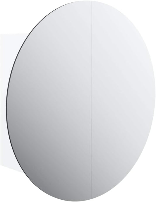 vidaXL Bathroom cabinet with round mirror and LED 40x40x17,5cm white