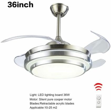 36 Inch 220V Ceiling Fan, Dimmable, Modern Smart Ceiling Light with LED Lights and Remote Control, Adjustable Wind Strength, Fan Lamp for Bedroom and Living Room, Silver - QUORE