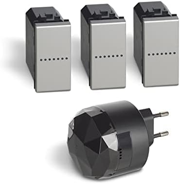BTicino Livinglight Smart SNT3601KIT verlichtingsset voor het in- en uitschakelen van de lichten via app of met Alexa, Google en Siri, met 1 gateway plug-in zwart S36GWGC en 3 verbonden technische