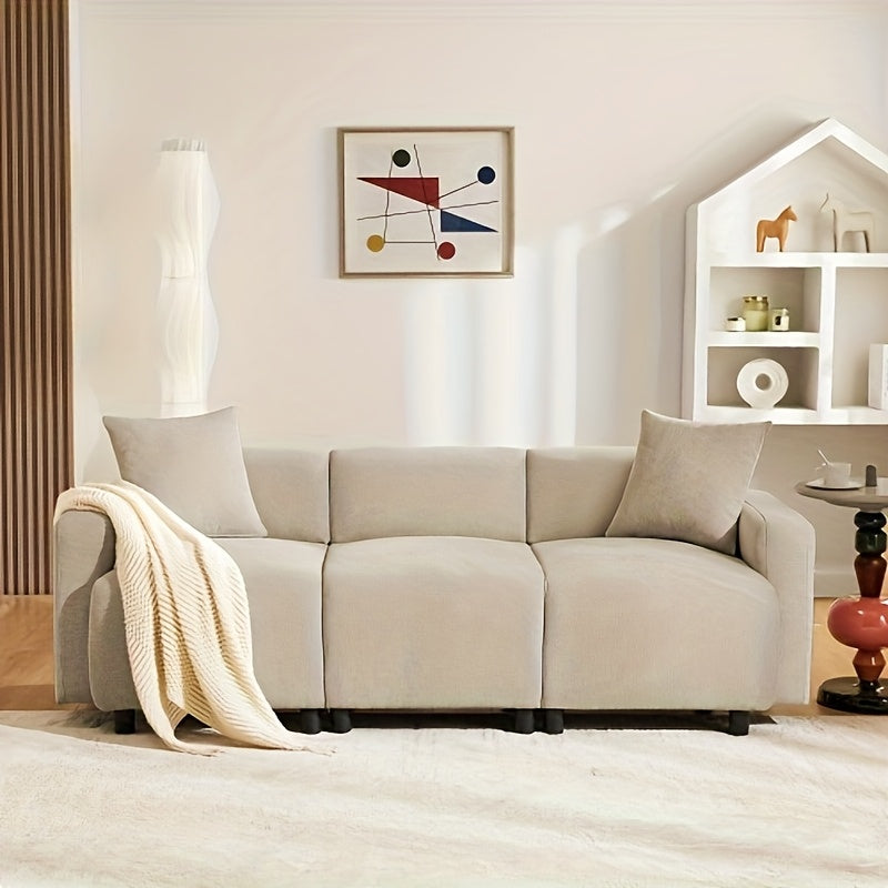 3-Zits Bank – Sofa – Bankstel – Zitbank – Hoekbank – Mosterdgeel – Comfortabele Zachte Stof – Stevig Frame
