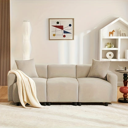 3-Zits Bank – Sofa – Bankstel – Zitbank – Hoekbank – Mosterdgeel – Comfortabele Zachte Stof – Stevig Frame