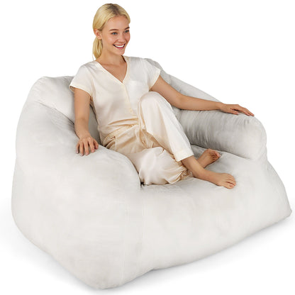Zitzak – Zitzakstoel – Loungebank – Poef – Stoel – Beige – Ultra-Zachte Fluwelen Hoes – Antislip Onderkant