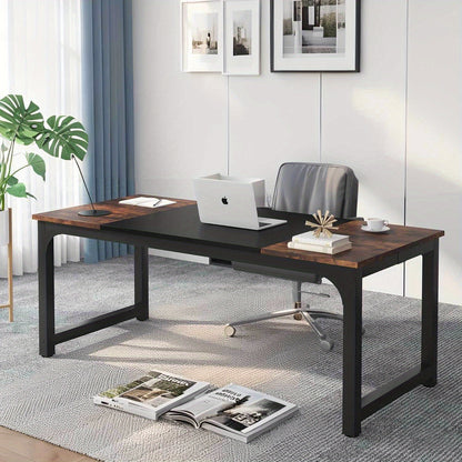 Vergadertafel – Bureautafel – Werktafel – Seminartafel – Kantoortafel – Rustiek Bruin & Zwart – E1 Spaanplaat – Stevig Metaal Frame