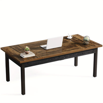Bureau – Schrijftafel – Bureautafel – Werkplek – Computertafel – Rustiek Bruin – Metaal & Hout – 68,5 cm Hoog – 3,2 Kubieke Voet Opbergruimte
