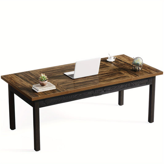 Bureau – Schrijftafel – Bureautafel – Werkplek – Computertafel – Rustiek Bruin – Metaal & Hout – 68,5 cm Hoog – 3,2 Kubieke Voet Opbergruimte