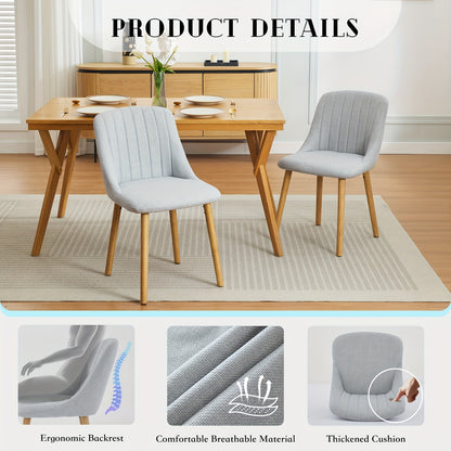 Eetkamerstoelen – Stoelen – Kuipstoelen – Keukenstoelen – Bureau Stoelen – Set van 2 Grijs – Polyester Bekleding – Houten Poten – Afmetingen 43x50x81 cm