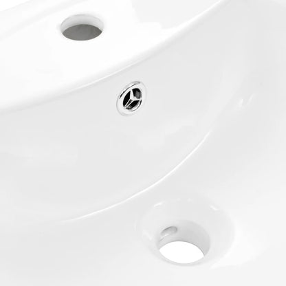 vidaXL Basin On Foot Freestanding 650x520x200mm Ceramic White Bathroom Gutter - QUORE