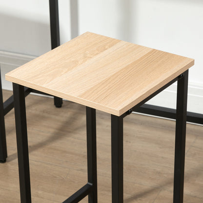 Barset Industrieel – Barkrukken – Bartafel – Bistroset – Barmeubel – Natural Wood Zwart – Compact Formaat – Stevig Metaal & Hout