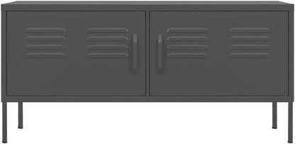 vidaXL Steel TV Cabinet - Anthracite Media Unit Stand with Shelf, Built-in Storage, Cable Management, Adjustable Height for Living Room