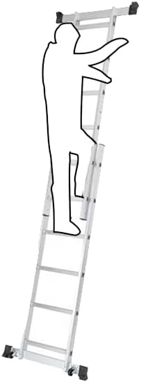 Multifunctionele ladder 4-in-1 aluminium met platform inklapbaar met wielen