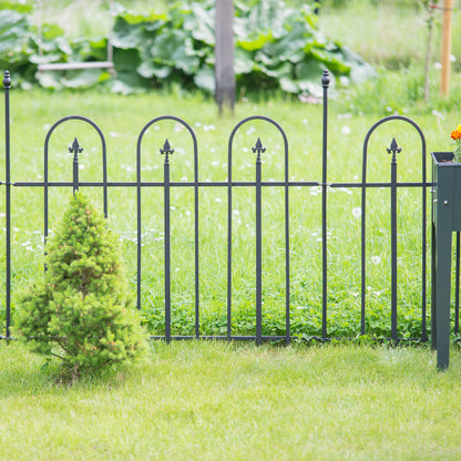 Zwarte Metalen Tuinafscheiding – Tuinhek – Tuinpaneel – Tuinafrastering – Tuinborder – Set van 4 Panelen – Robuust Gesmeed Ijzer – 4,8 Meter Lang