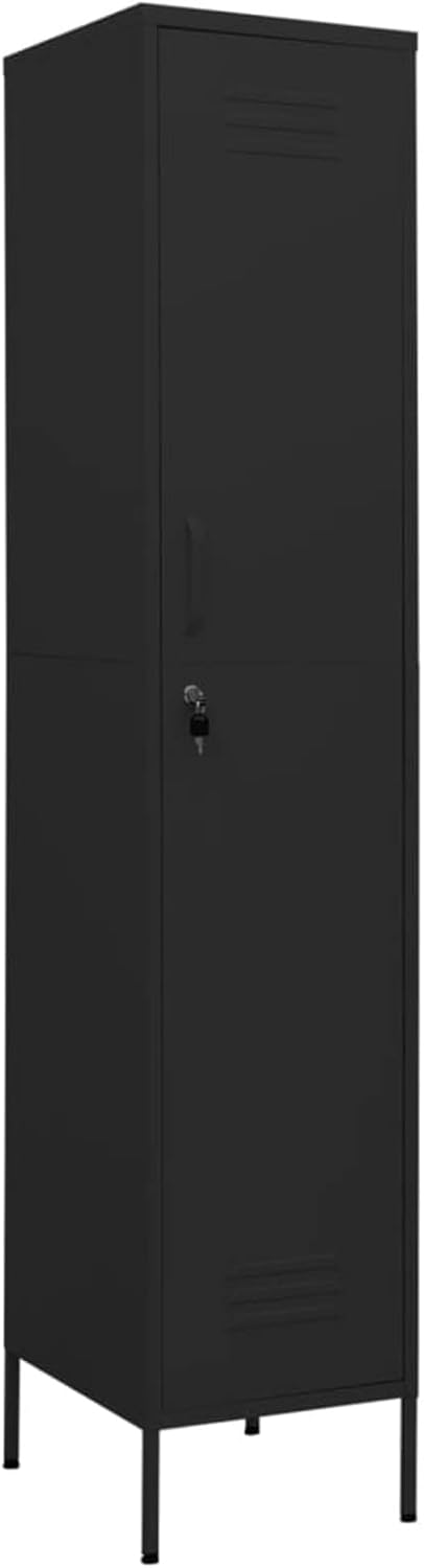 Lockerkast – Werkplaatskast – Metalen Lockerkast – Smalle Opbergkast – Veiligheidskast – Staal – Verstelbare Planken – Zwart 35x46x180 cm