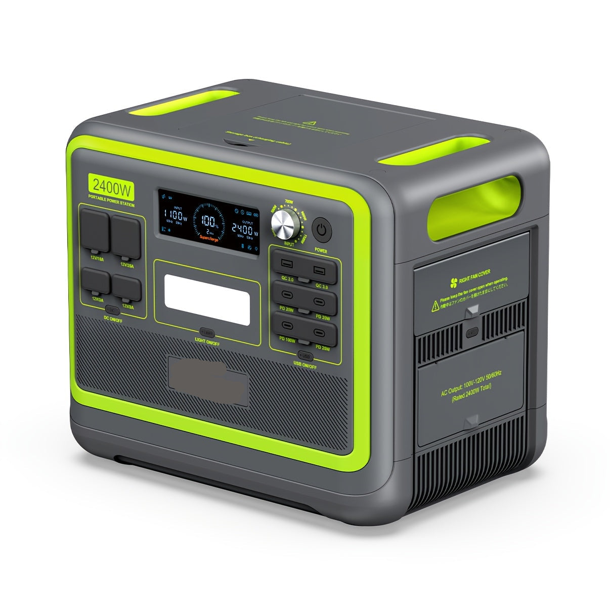 Zonne-Energiegenerator – Powerstation – Mobiele Stroomvoorziening – Draagbare Generator – LiFePO4 Batterij – 2400W AC Uitgangen – Snelladen